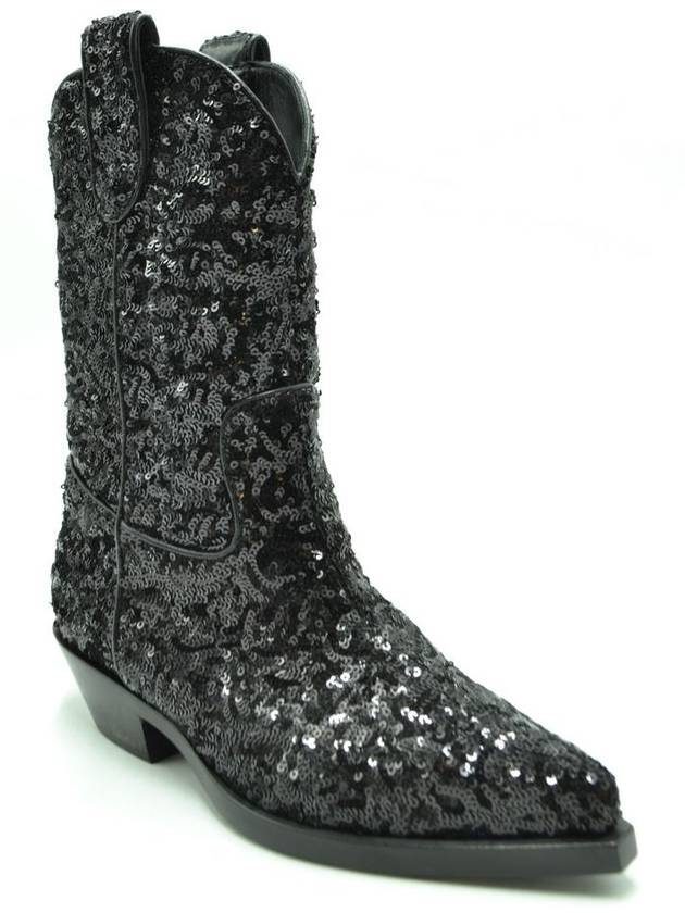 Gaucho Sequin Lace Chelsea Boots Black - DOLCE&GABBANA - BALAAN 3