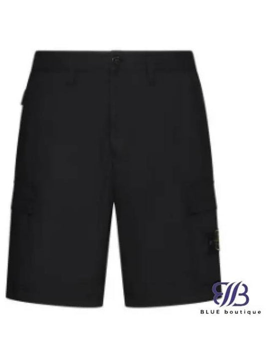 Light Stretch Cotton Bermuda Shorts Black - STONE ISLAND - BALAAN 2