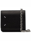 Grain Leather Chain Card Wallet Black - MAISON MARGIELA - BALAAN.