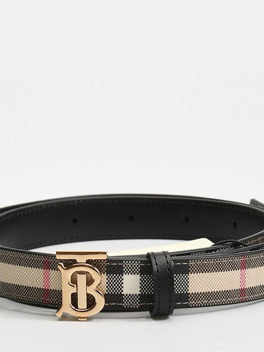 TB Gold Logo Vintage Check Reversible Leather Belt Archive Beige Black - BURBERRY - BALAAN 2