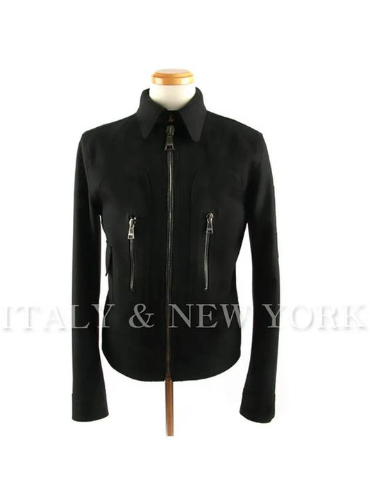 Zip Detail Wool Zip-Up Jacket Black - DOLCE&GABBANA - BALAAN 2