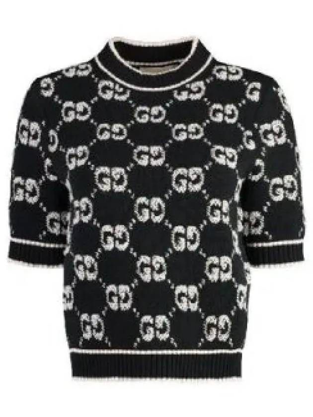 GG Boucle Wool Jacquard Knit Top Black - GUCCI - BALAAN 2