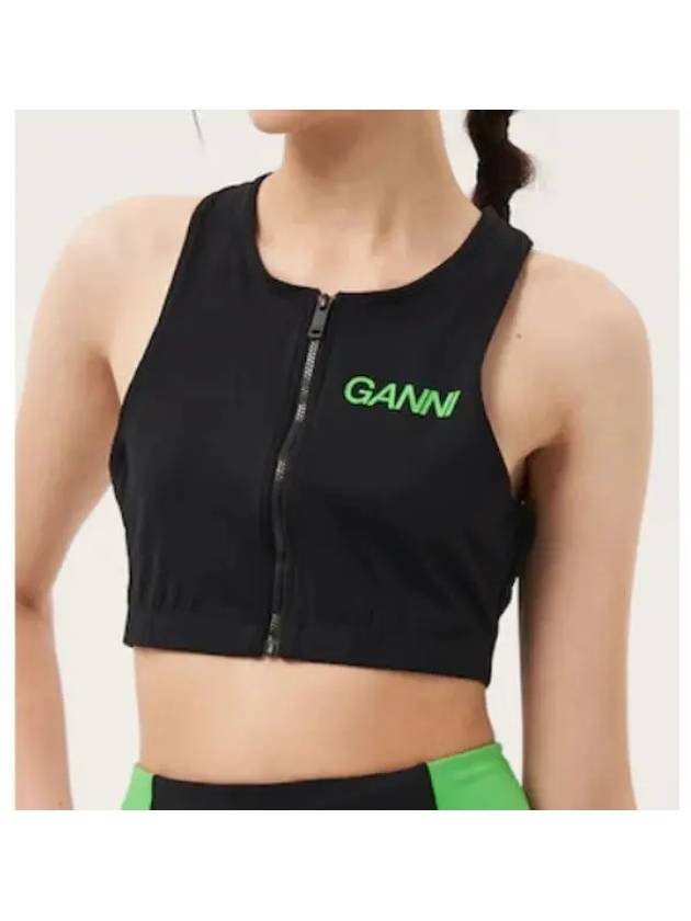 Active Racerback Zipper Sleeveless Black - GANNI - BALAAN 2