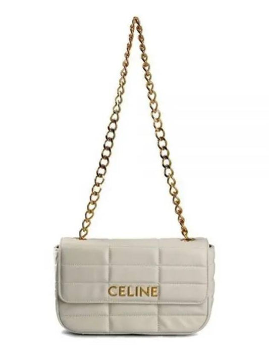 Monochrome Matelasse Quilted Calfskin Chain Shoulder Bag White - CELINE - BALAAN 2