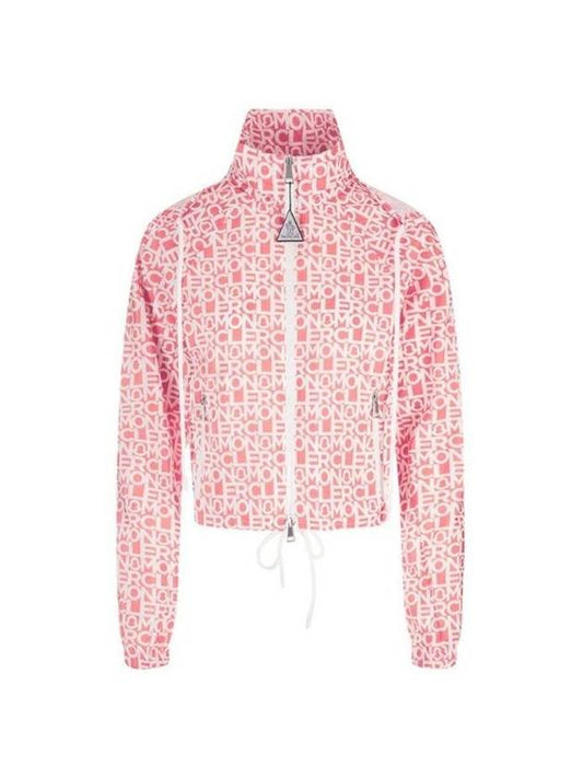 Women's Alose Logo Print Zip-up Jacket Pink White - MONCLER - BALAAN 1