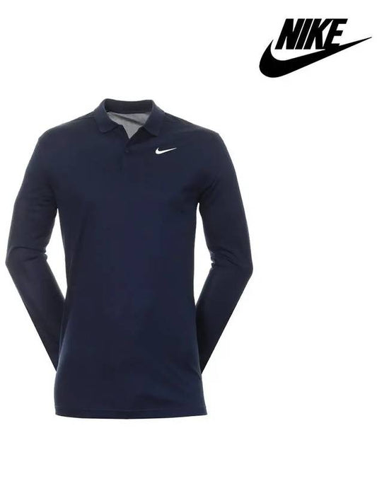 Men s Dri Fit Victory Long Sleeve Golf Polo Navy DN2344 - NIKE - BALAAN 1