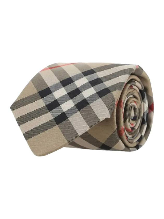 Men's Modern Cut Vintage Check Silk Tie Beige - BURBERRY - BALAAN 1