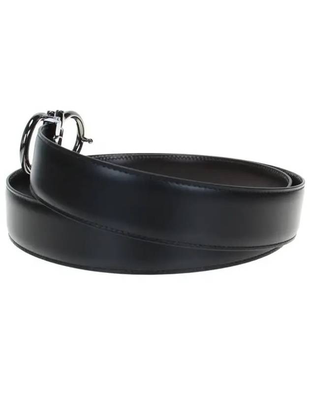 Gancini Reversible Adjustable Calfskin Leather Belt Black - SALVATORE FERRAGAMO - BALAAN 3