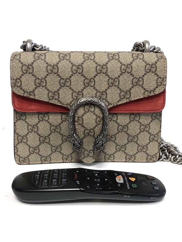 Dionysus GG Supreme Chain Small Canvas Shoulder Bag Beige Red - GUCCI - BALAAN 6