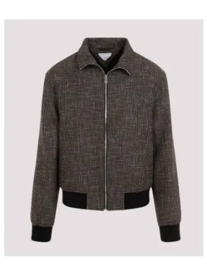 Pied De Poule Blouson Zip Up Jacket Black Charcoal - BOTTEGA VENETA - BALAAN 2