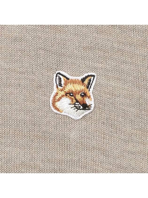 Fox Head Patch Regular Round Neck Pullover Knit Top Beige Melange - MAISON KITSUNE - BALAAN 5