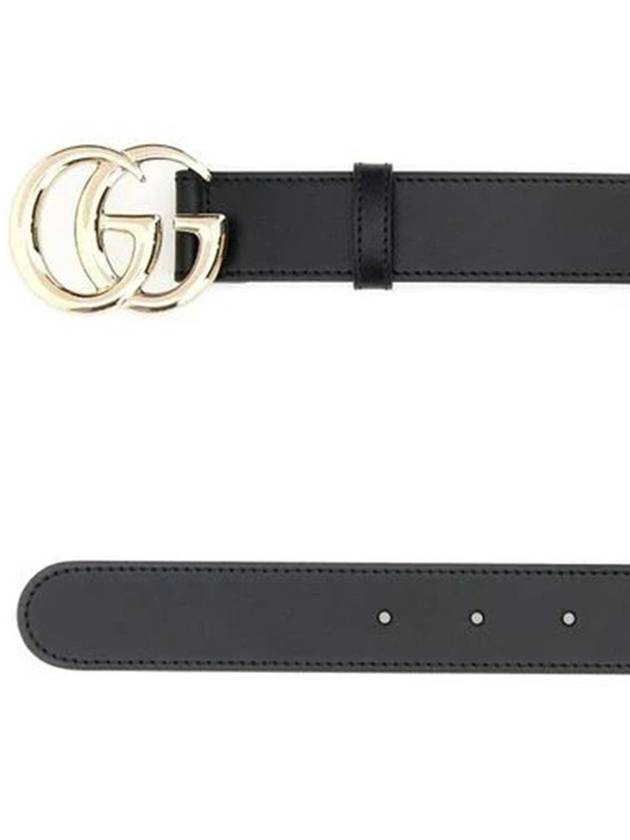 GG Marmont Thin Leather Belt Black - GUCCI - BALAAN 3