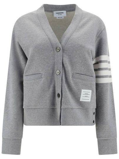 4-Bar Loopback Jersey Cardigan Light Grey - THOM BROWNE - BALAAN 2