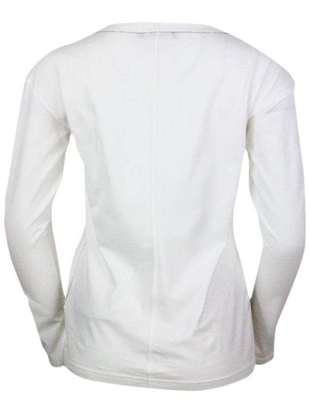 Lightweight Cotton Jersey Long Sleeve T-Shirt  White - FABIANA FILIPPI - BALAAN 4