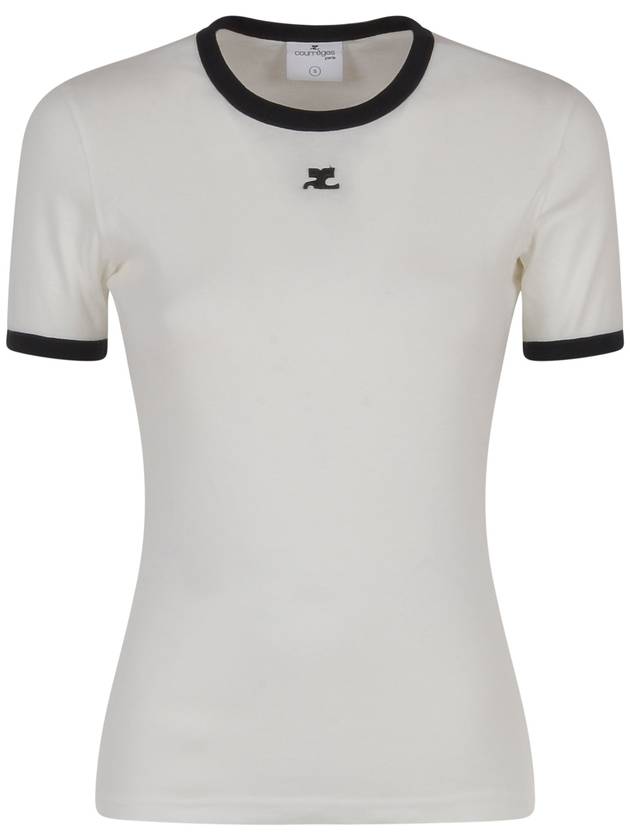 Contrast Signature Short Sleeve T-Shirt White - COURREGES - BALAAN 2