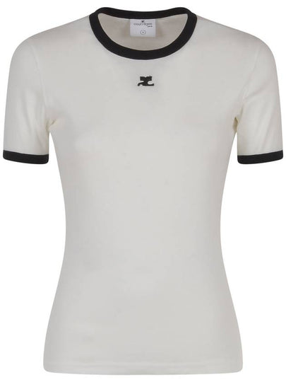 Contrast Signature Short Sleeve T-Shirt White - COURREGES - BALAAN 2