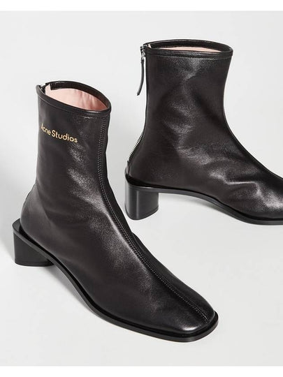 Branded Leather Middle Boots Black - ACNE STUDIOS - BALAAN 2