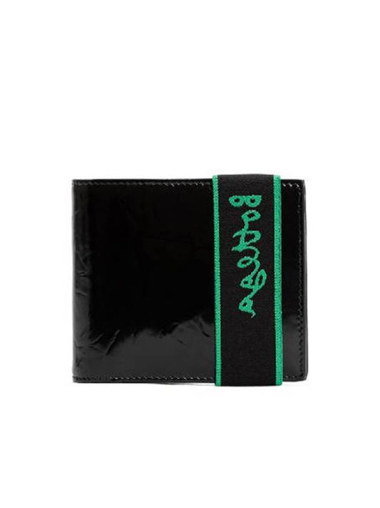 Elastic Band Logo Bifold Half Wallet Black - BOTTEGA VENETA - BALAAN 2