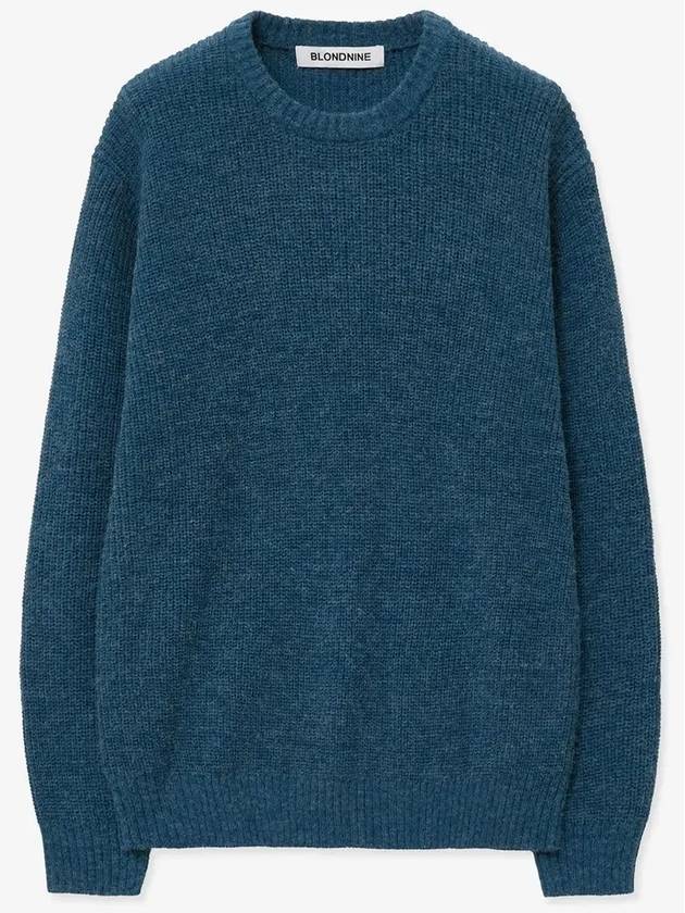 Crew neck rib knit sweater melange blue - BLONDNINE - BALAAN 5