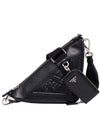 Triangle Leather Shoulder Bag Black - PRADA - BALAAN 1