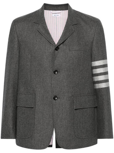 4 Bar Stripe Single Breasted Wool Jacket Grey - THOM BROWNE - BALAAN 1