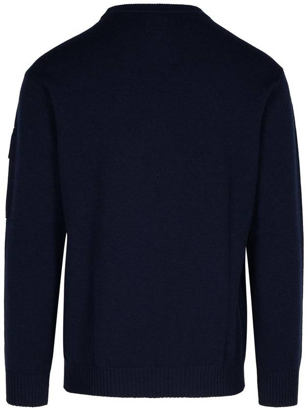 Merino Wool Crew Neck Knit Top Navy - CP COMPANY - BALAAN 4