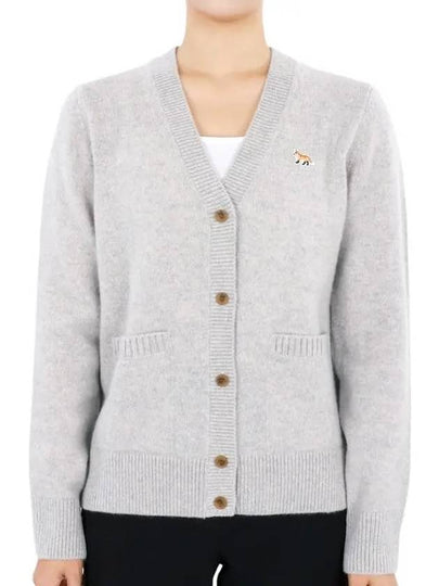 Baby Fox Patch Boxy Cardigan Light Grey Melange - MAISON KITSUNE - BALAAN 2