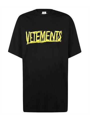 World Tour Logo Print Short Sleeve T-Shirt Black - VETEMENTS - BALAAN 1