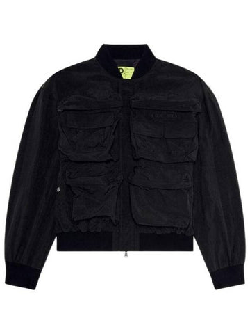 J-Stain Short Bomber Jacket Black - DIESEL - BALAAN 1