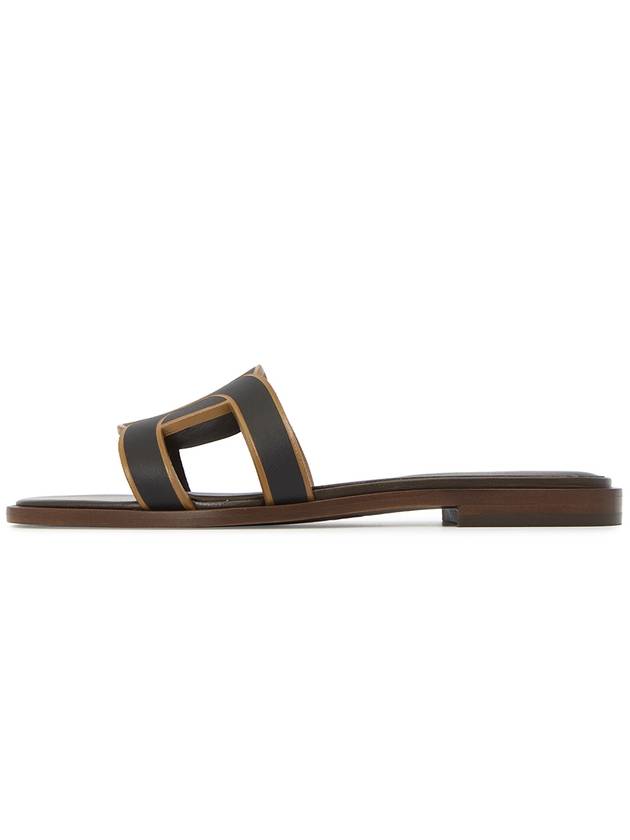 Women's Chain Flat Sandals Slippers Black - TOD'S - BALAAN.