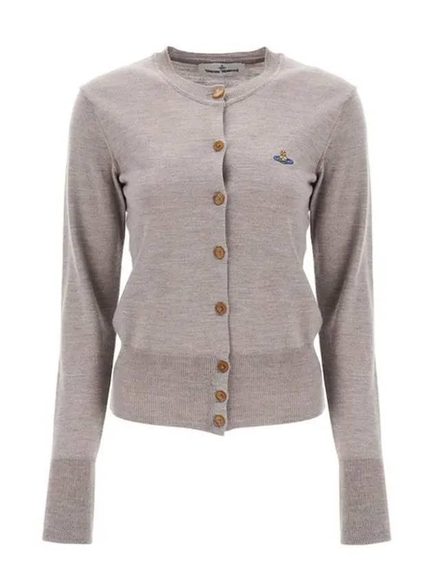 Bea Logo Wool Cardigan Stone - VIVIENNE WESTWOOD - BALAAN 2