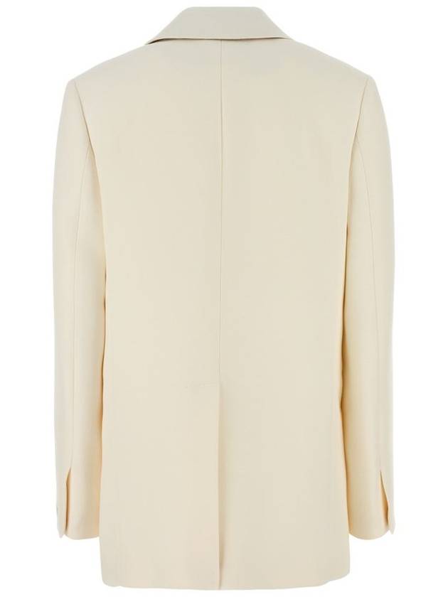 Wool Silk Blazer Jacket White - FENDI - BALAAN 3