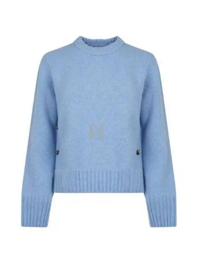 Metal Note Button Wool Knit Top Blue - BOTTEGA VENETA - BALAAN 2