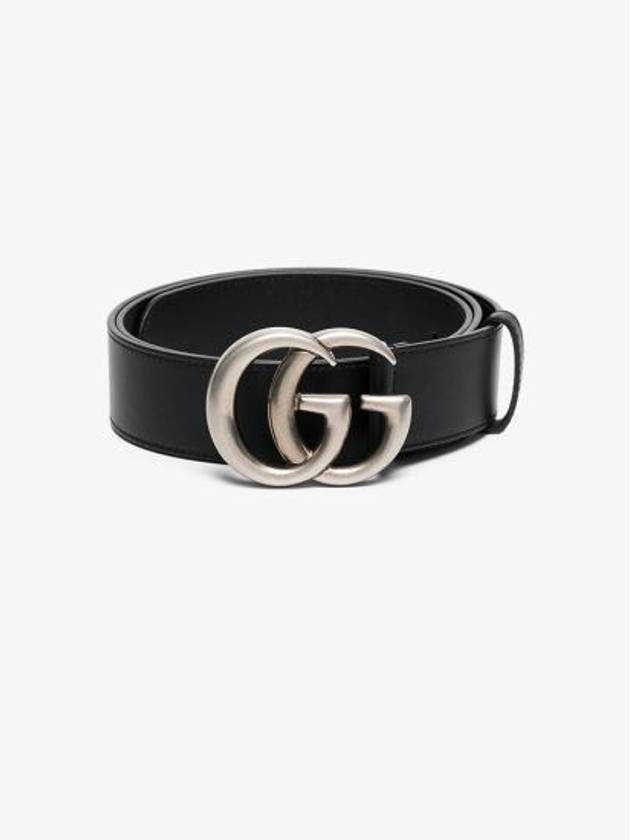 Double G Buckle Leather Belt Black - GUCCI - BALAAN 7