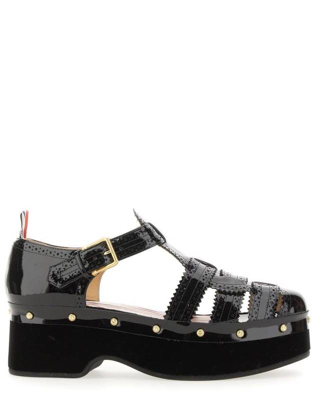 Soft Patent Fisherman Clog Sandals Black - THOM BROWNE - BALAAN 4