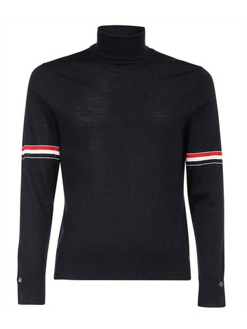 Fine Merino Striped Turtleneck Navy - THOM BROWNE - BALAAN 1