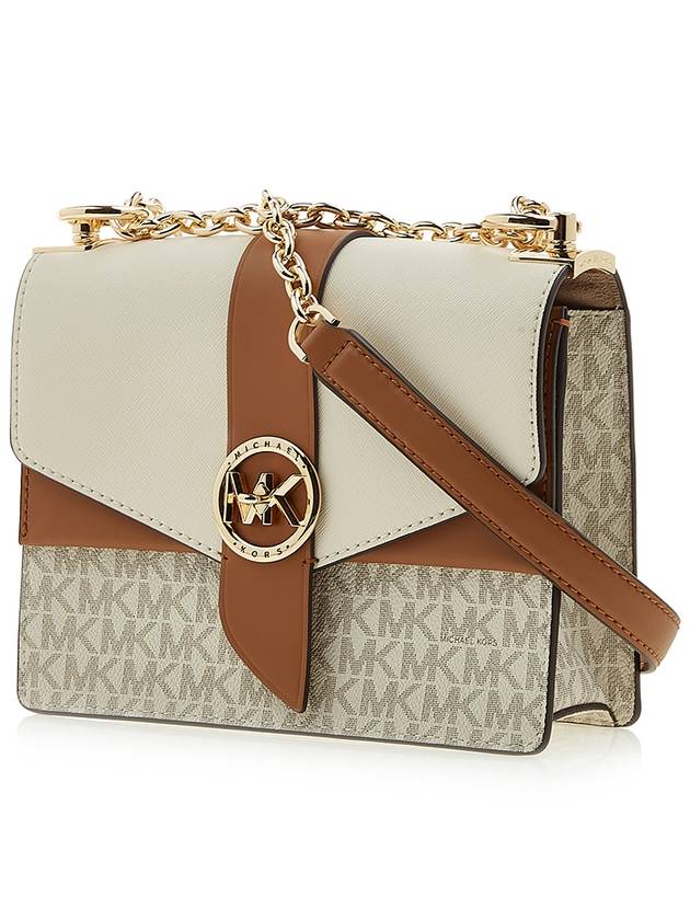 Greenwich Small Color Block Logo Saffiano Leather Cross Bag White - MICHAEL KORS - BALAAN 3