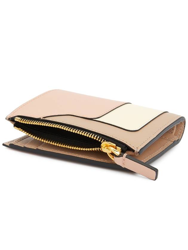 Color Block Leather Half Wallet Pink - MARNI - BALAAN 5