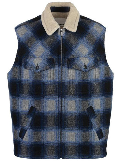 Kiraneo Plaid Check Shearling Vest Navy - ISABEL MARANT - BALAAN 2