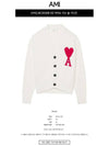 Big Heart Embroidered Logo Cardigan Pale White - AMI - BALAAN 3