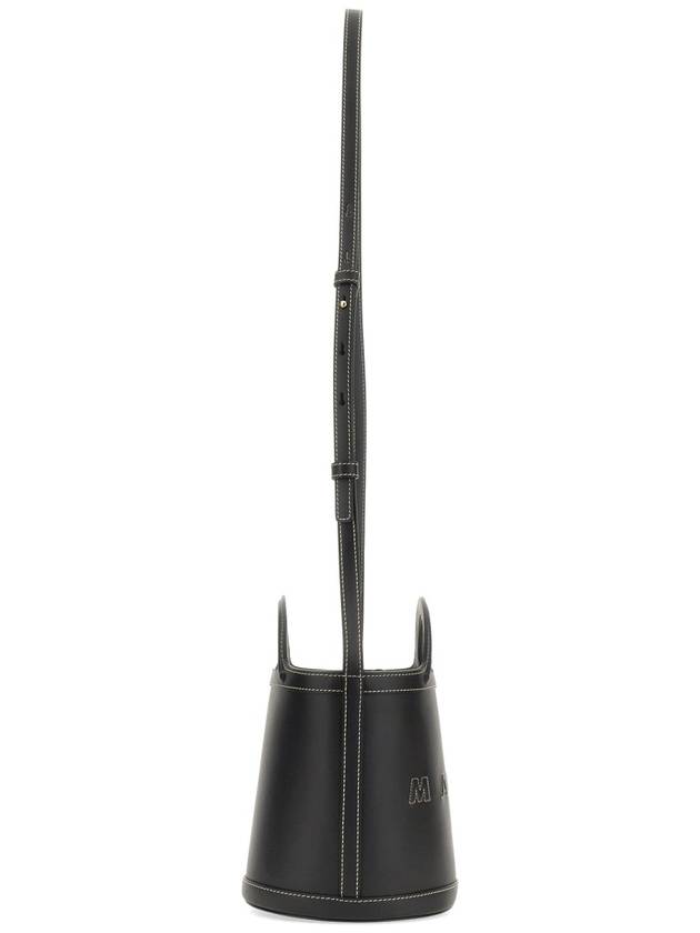 Tropicalia Leather Small Bucket Bag Black - MARNI - BALAAN 4