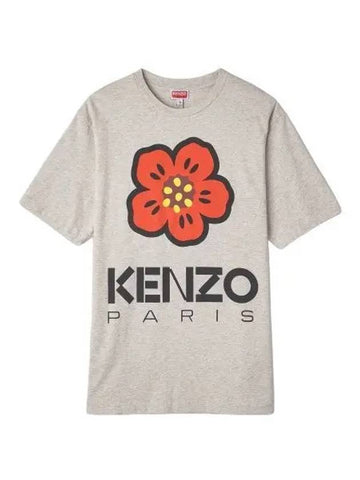 Balk Flower Short Sleeve T Shirt Gray - KENZO - BALAAN 1