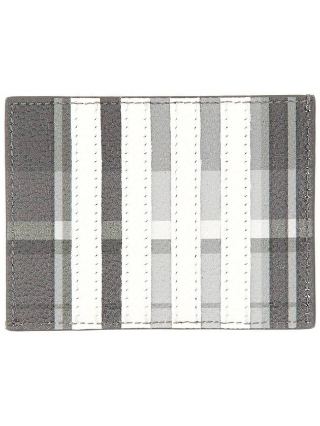 4-Bar Madras Pebble Grain Leather Card Wallet - THOM BROWNE - BALAAN 3