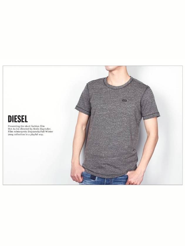 Men Short Sleeve TShirt Pocket Round Bokashi Gray 99H - DIESEL - BALAAN 2