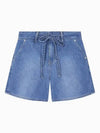 JEANS Women s Mid Blue High Rise Wide Leg Denim Shorts J223958 1A4 - CALVIN KLEIN - BALAAN 2