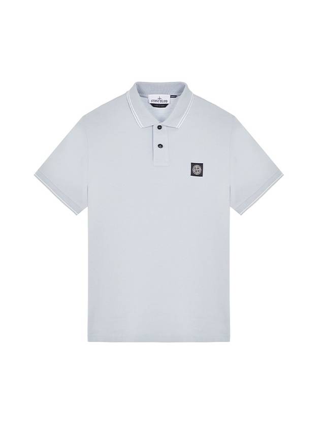 Organic Cotton Elastane Polo Shirt Sky Blue - STONE ISLAND - BALAAN 2