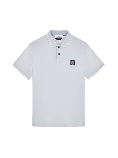 Organic Cotton Elastane Polo Shirt Sky Blue - STONE ISLAND - BALAAN 2