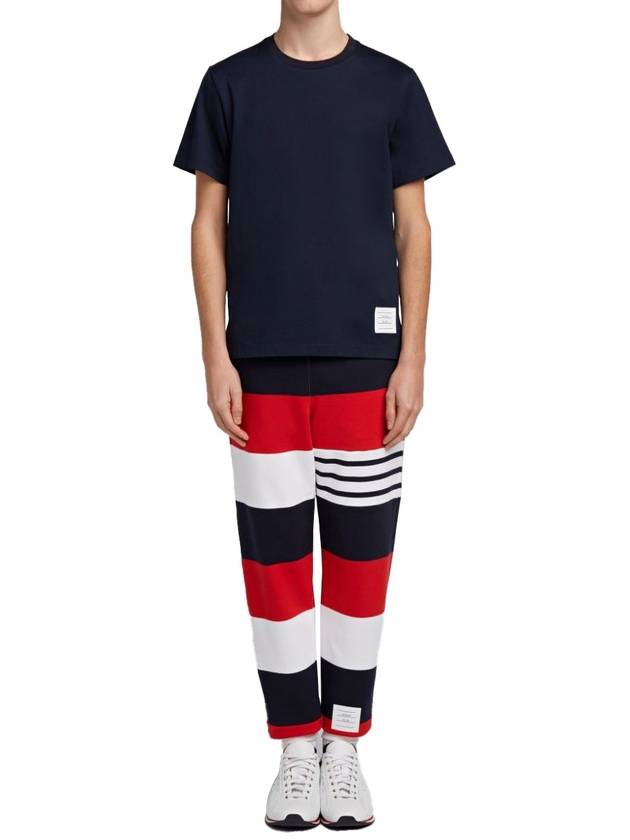 Men's Side Slit Relaxed Short Sleeve T-Shirt Navy - THOM BROWNE - BALAAN 5