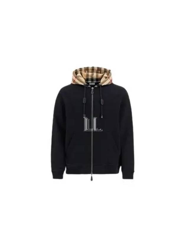 Check Hood Cotton Zip Up Hoodie Black Archive Beige - BURBERRY - BALAAN 2