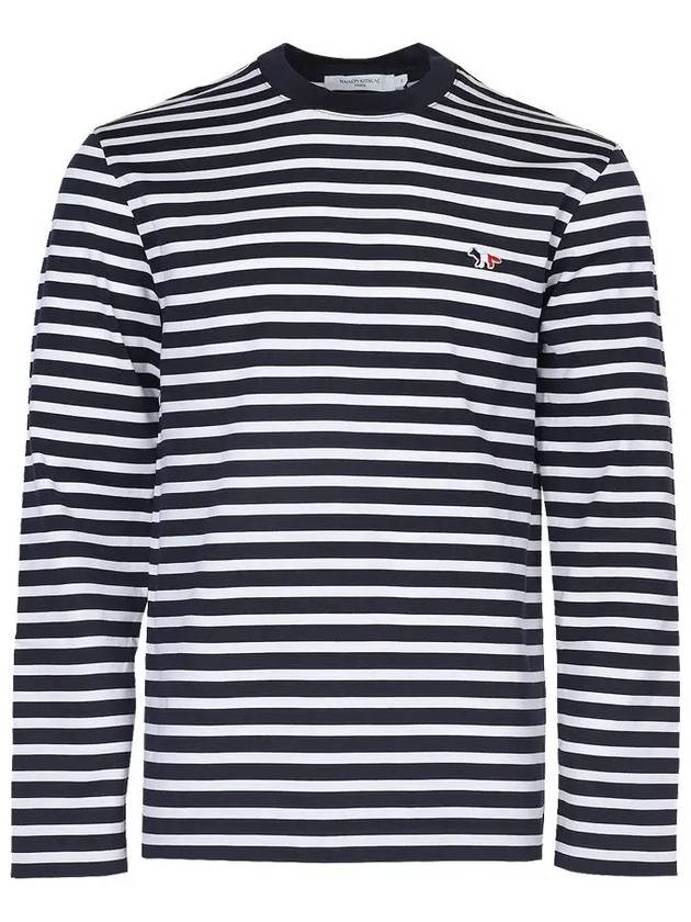 Fox Logo Stripe Long Sleeve T-Shirt Navy - MAISON KITSUNE - BALAAN 2